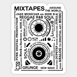 Genres of a Mixtape - Fontart Music Cassette Sticker